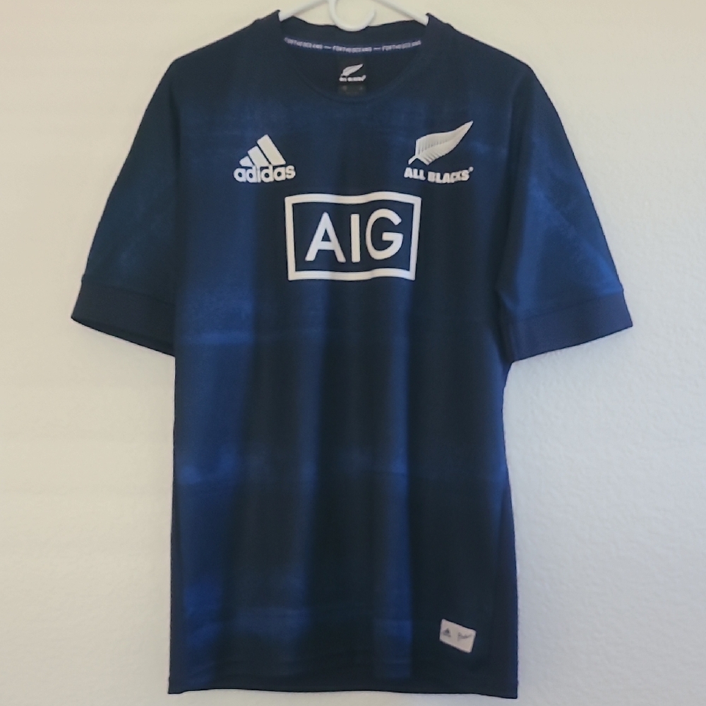New Zealand All Blacks Rugby Jersey Large, Parley Edirion, Blanxk And Blue